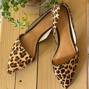 J Crew Calf Hair leopard print D’Orsay Flats size 8